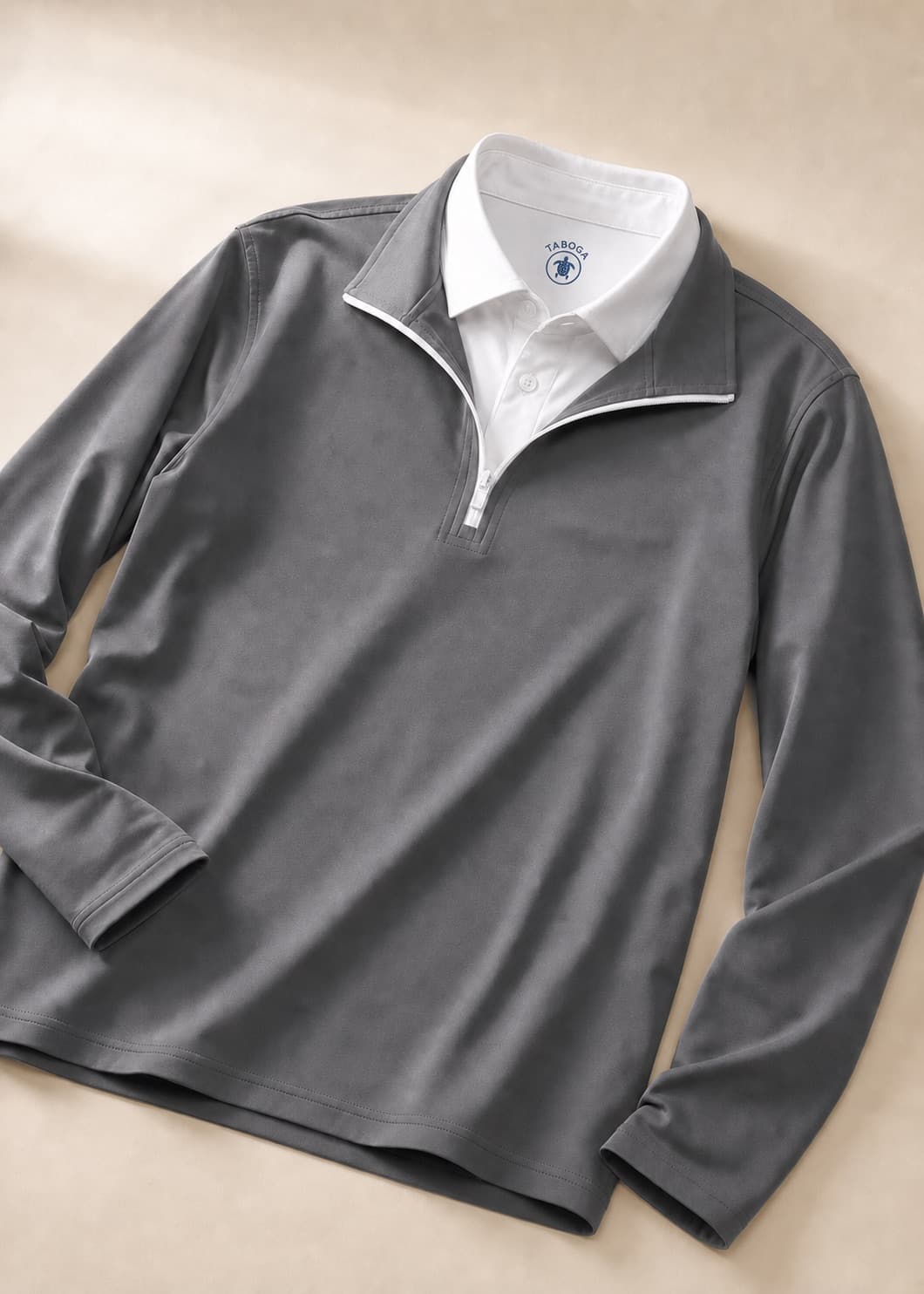 Quarter Zip Polo en gris